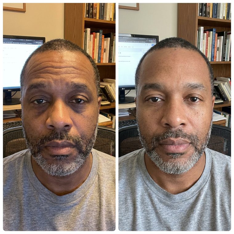 Illustrative before and after comparison